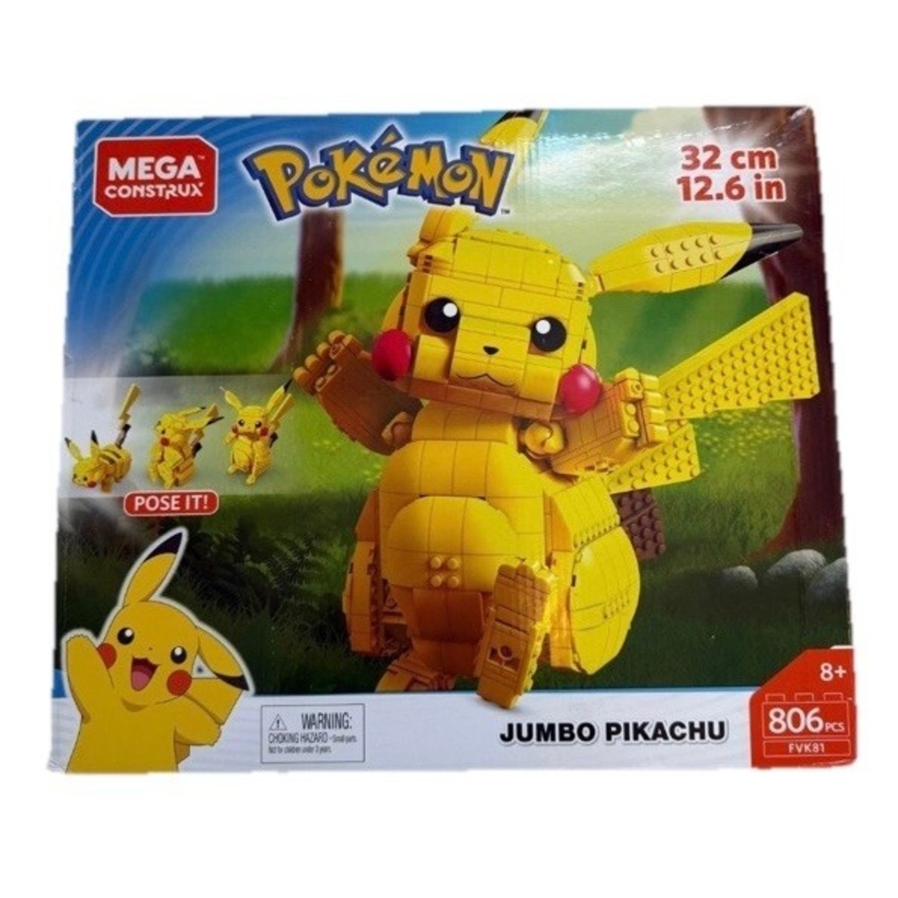 Mega Construx Pokemon Jumbo Pikachu Building Set 806 Pieces 32cm 12.6in New